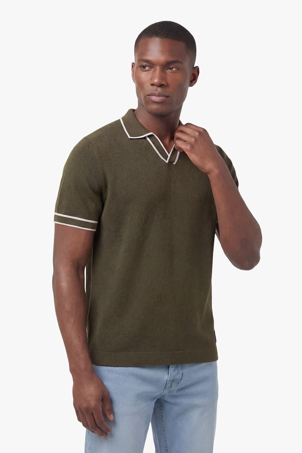 Luke 1977 Luke 1977 Men's Krakatoa Open Neck Polo in Khaki