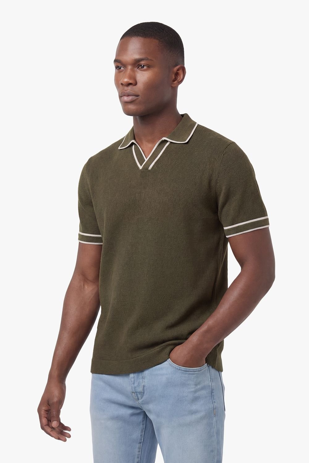 Luke 1977 Luke 1977 Men's Krakatoa Open Neck Polo in Khaki - 3