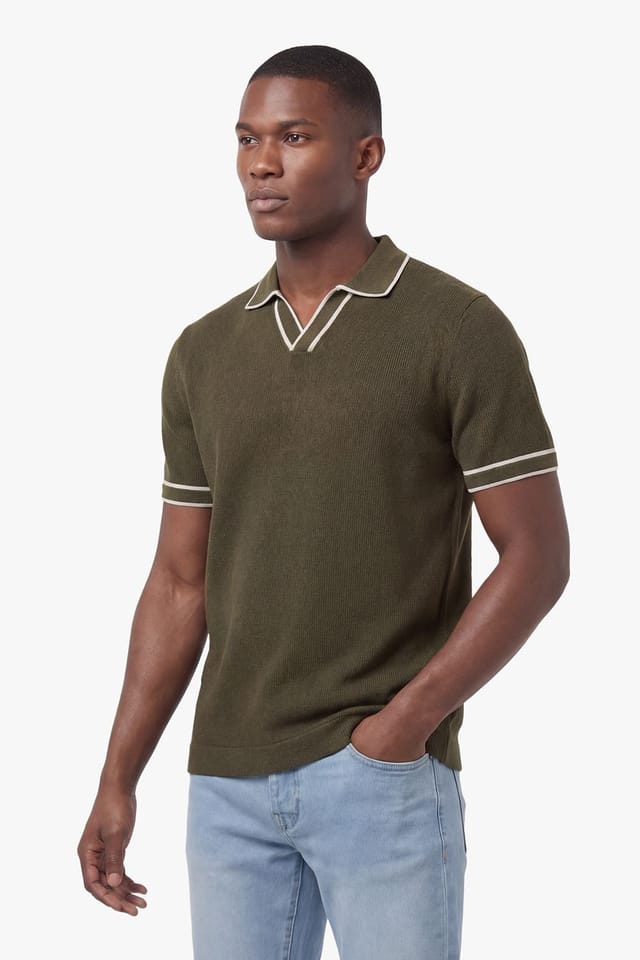 Luke 1977 Luke 1977 Men's Krakatoa Open Neck Polo in Khaki - 3