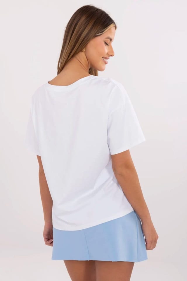 Love Lace Love Lace Women's Italy Cotton T-Shirt with Original Print in White - 3