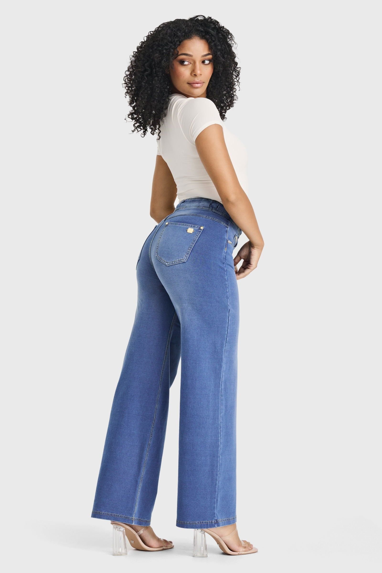 Freddy Freddy Women's N.O.W Denim High Waisted Wide Leg Jeans in Light Blue - 2