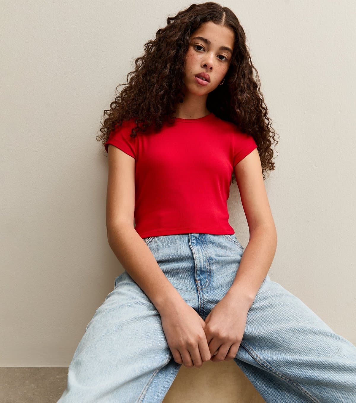 New Look New Look Red Short Sleeve Crop Top
