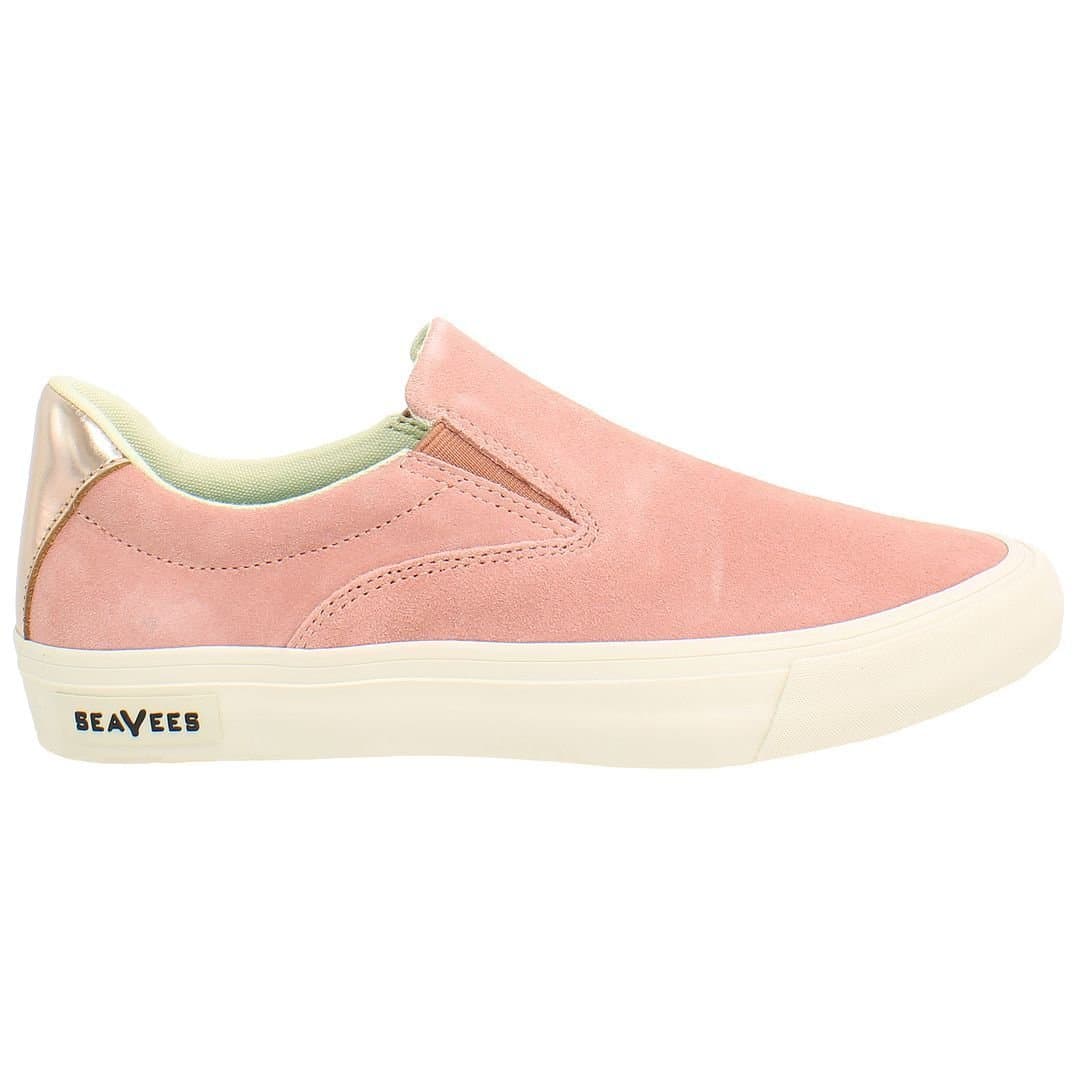 Seavees Seavees Pink Suede Leather Slip-On Plimsolls