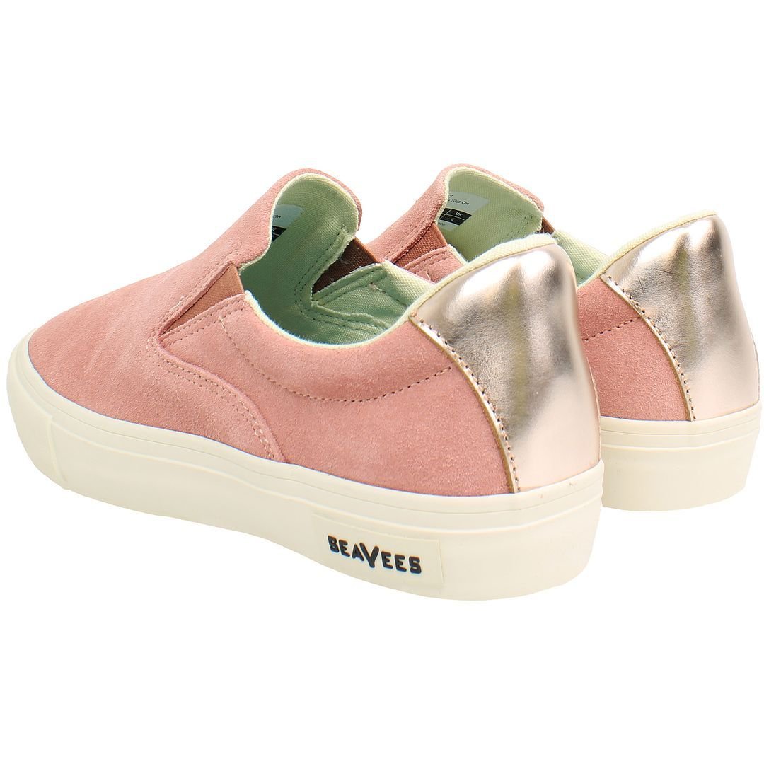 Seavees Seavees Women's Hawthorne Slip-On Pink Suede Leather Plimsolls - 3