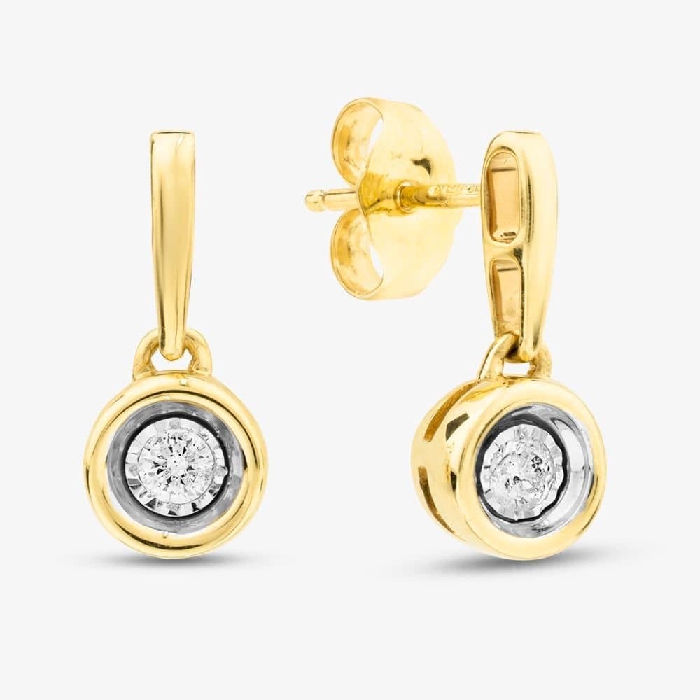 T.H.Baker T.H.Baker Women's 9ct Yellow Gold 0.10ct Diamond Dropper Earrings THE30825-10