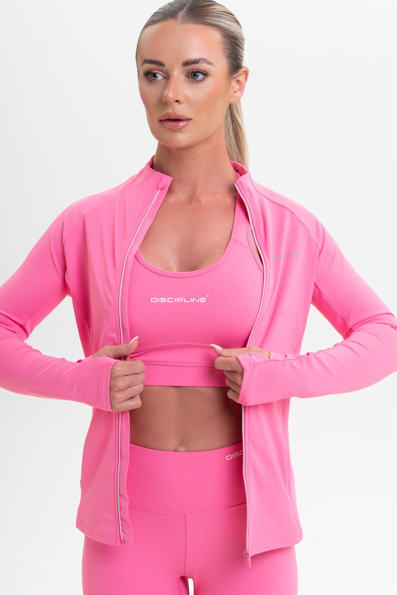 Discipline 365 Discipline 365 Women's Discipline Funnel Neck Sport Gym Zip Through Top Jacket in Pink - 4