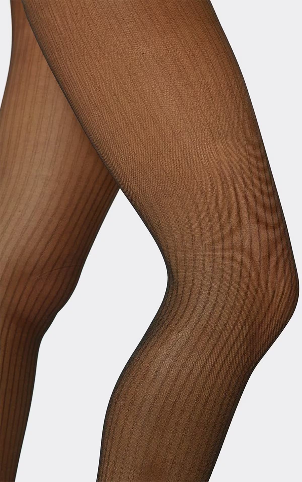 EGO Ribbed Detail Tights In Black Mesh, Women's Size UK 0
