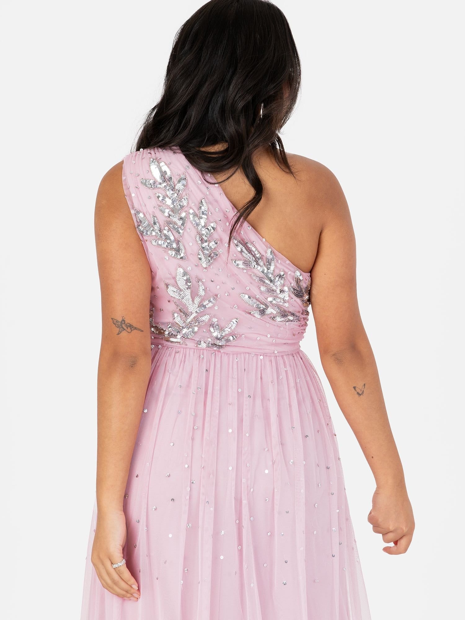 Maya Deluxe Maya Deluxe Women's One Shoulder Embellished Maxi Dress in Pink - 4