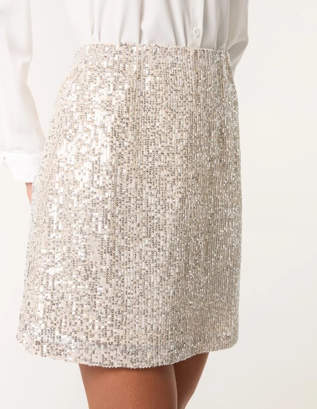 Blue Vanilla Sequin Mini Skirt - 3