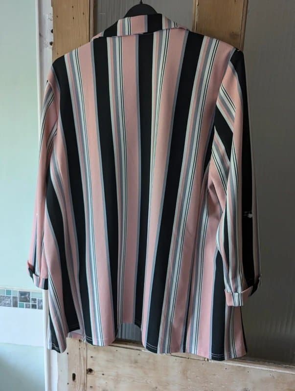 New Look New look blazer jacket size 14 pink white black stripey