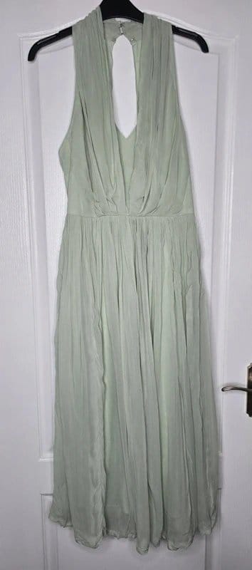 ASOS Design Pleated Chiffon Midi Dress in Sage Green