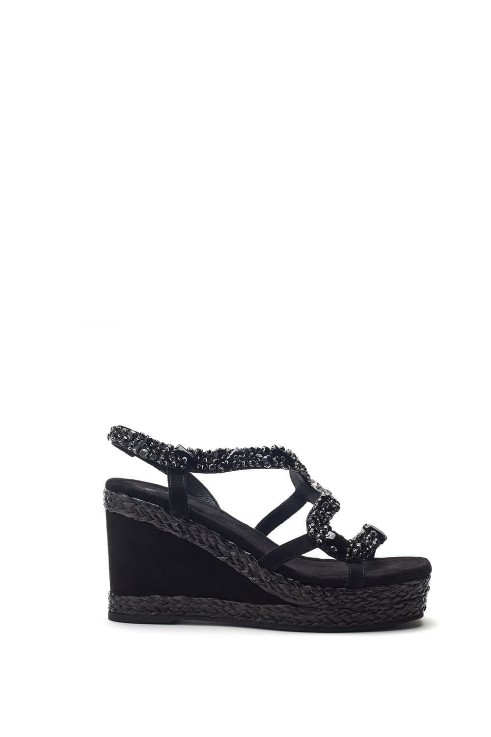Moda In Pelle Moda In Pelle Black Metallic Leather Wedges
