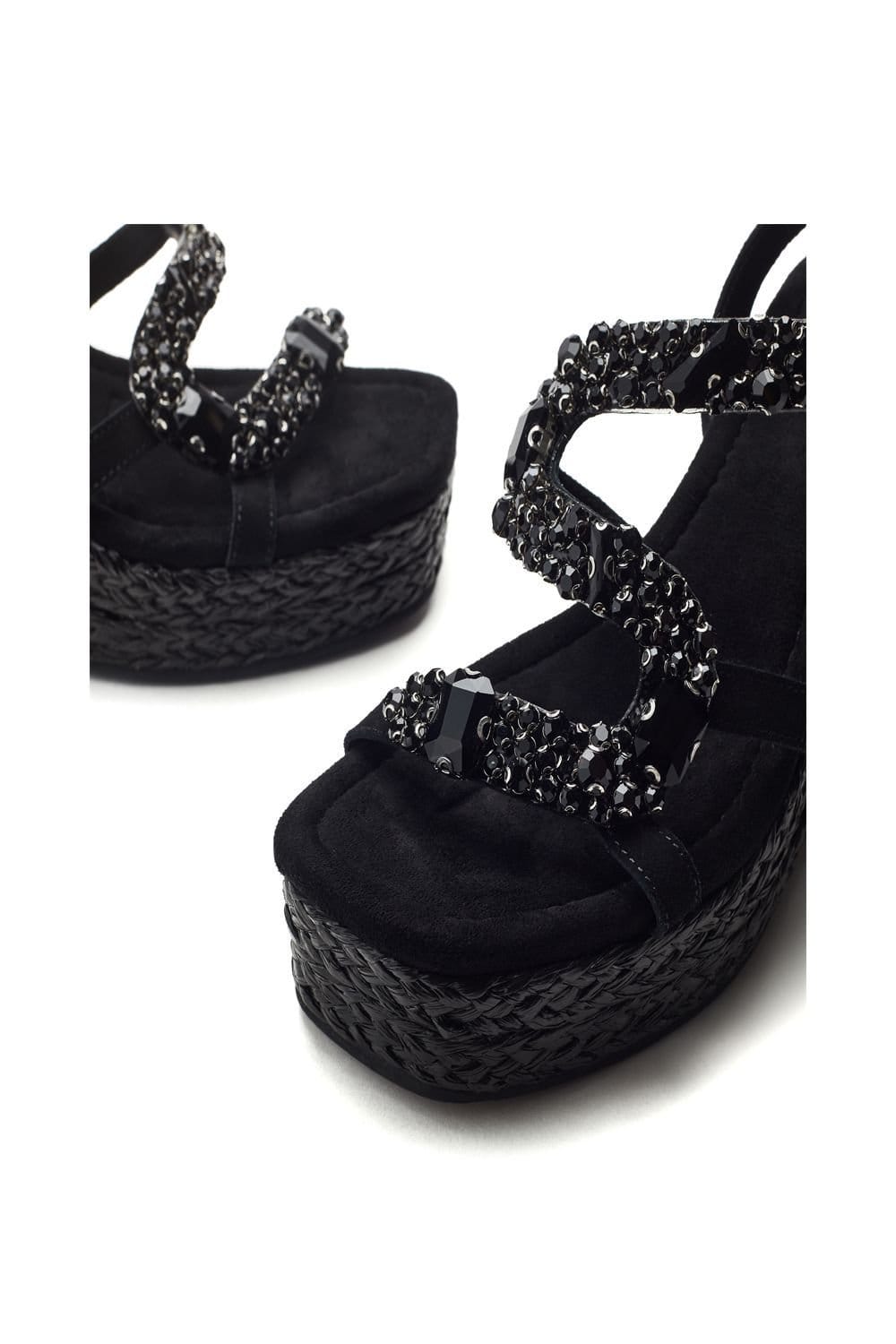 Moda In Pelle Moda In Pelle Women's 'Naap' Metallic Leather Wedges in Black - 4