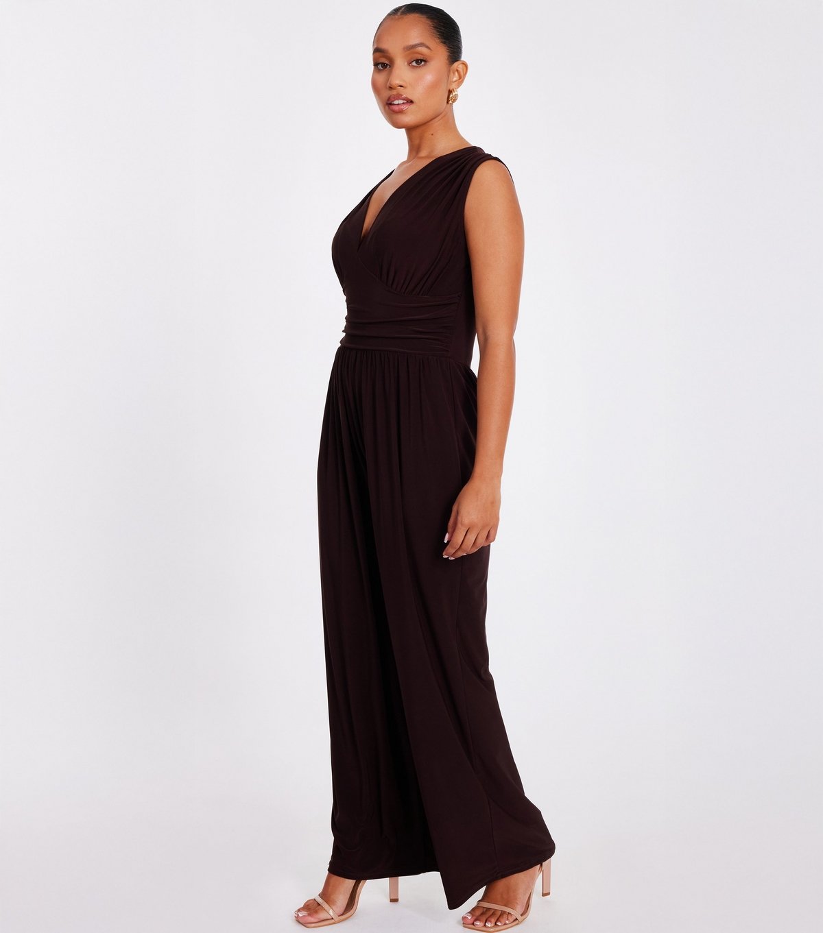 Quiz Women's Petite Brown Wide Leg Jumpsuit Quiz New Look - 2