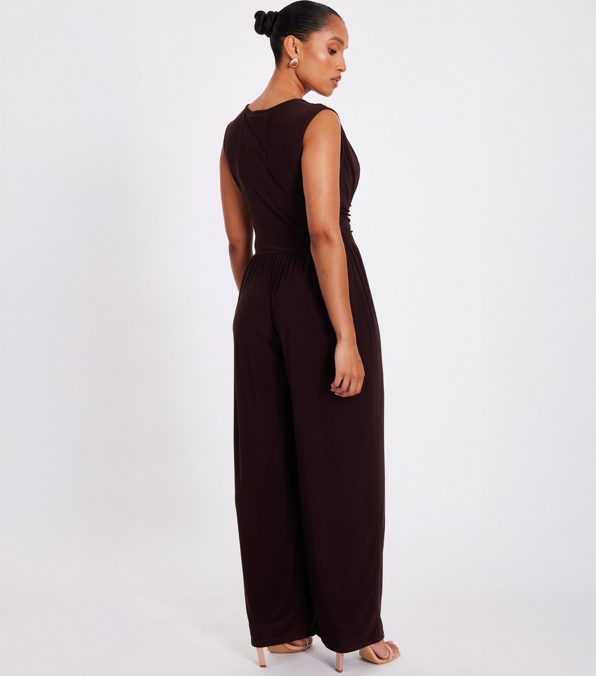 Quiz Women's Petite Brown Wide Leg Jumpsuit Quiz New Look - 3