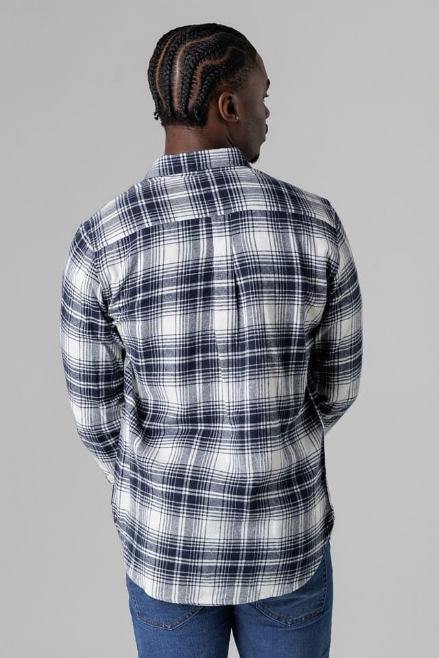 French Connection French Connection Men's Cotton Flannel Long Sleeve Shirt in Ecru - 2