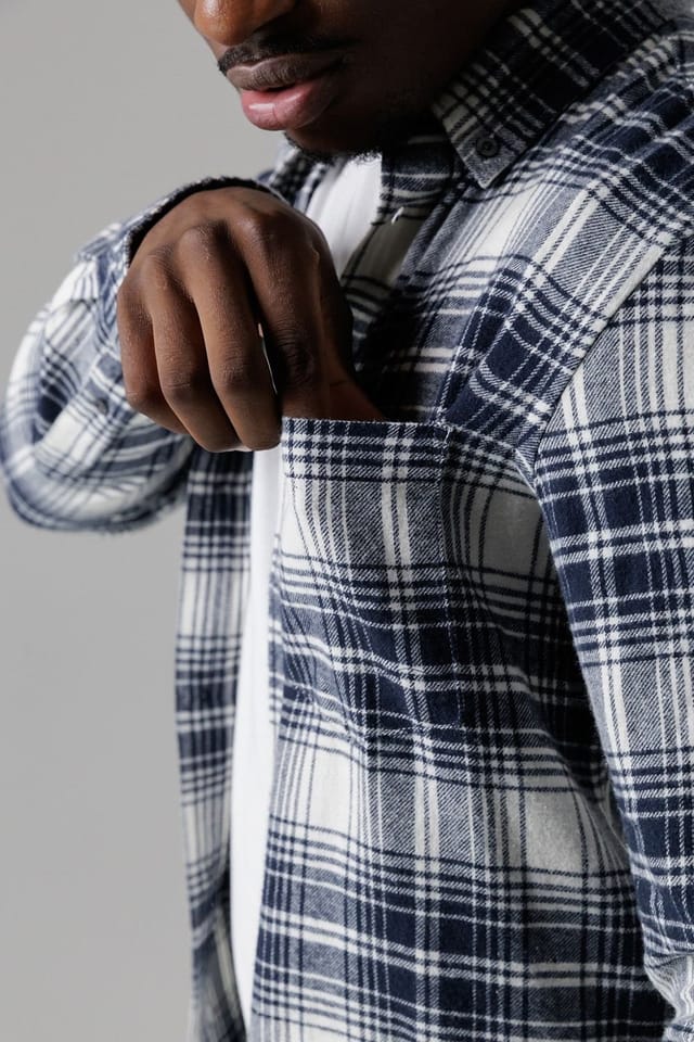 French Connection French Connection Men's Cotton Flannel Long Sleeve Shirt in Ecru - 3