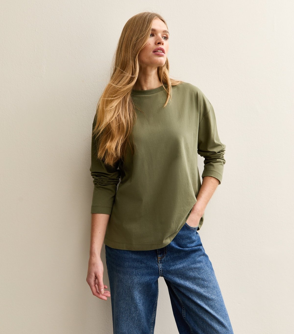 New Look Women's Dark Khaki  Heavyweight Cotton Long Sleeve T-Shirt New Look - 2