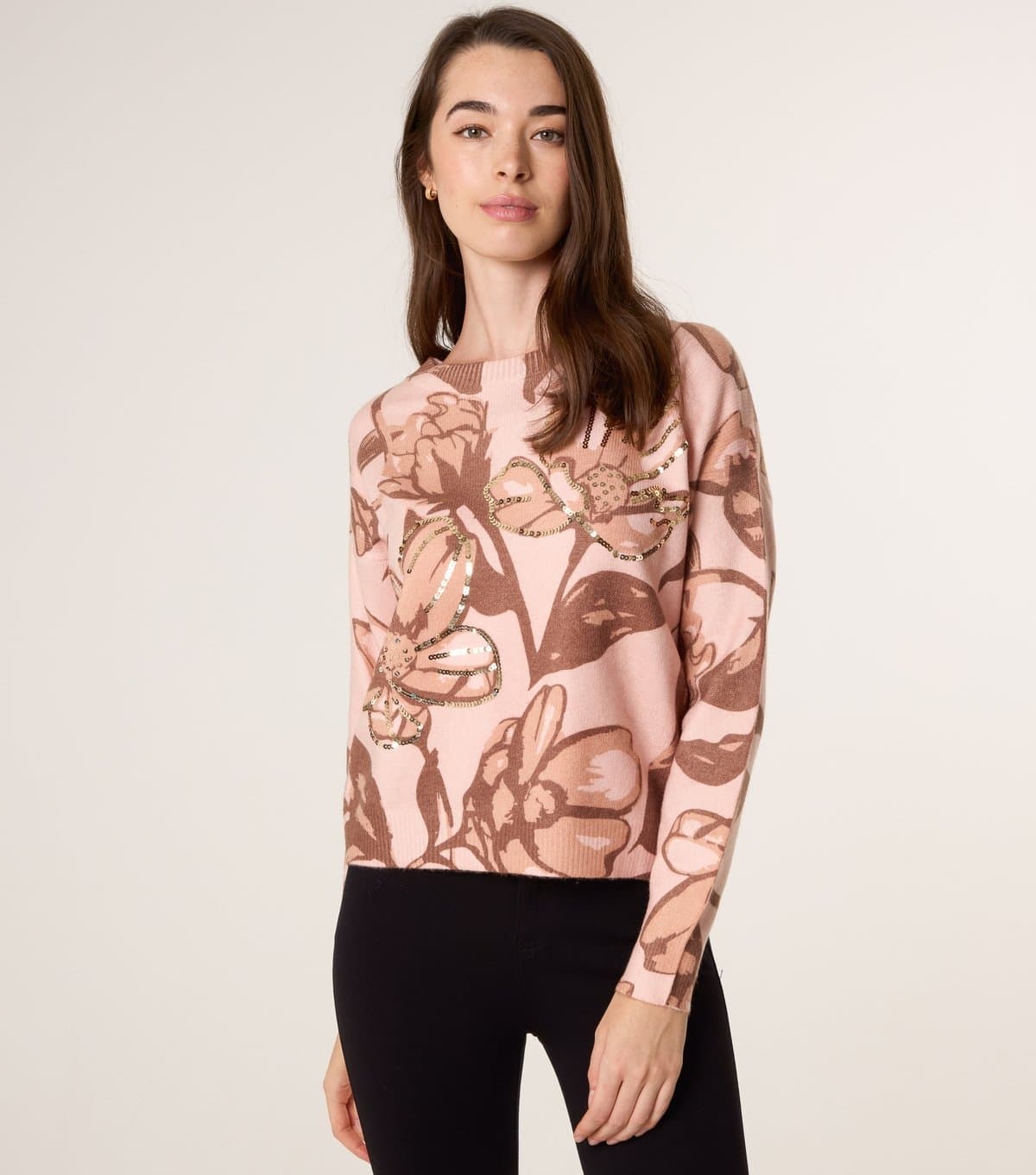 Blue Vanilla Women's Pink Embellished Floral Jumper Blue Vanilla New Look