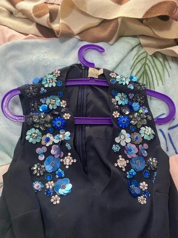ASOS Nave blue dress with blue sequences flowers