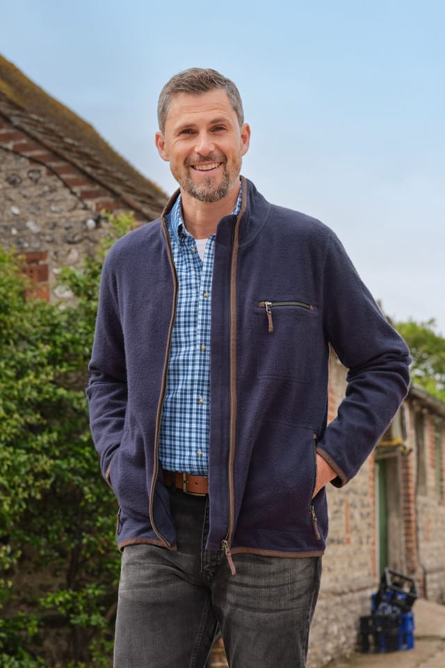 WoolOvers WoolOvers Men's Cotton Full Zip Fleece in Navy - 2