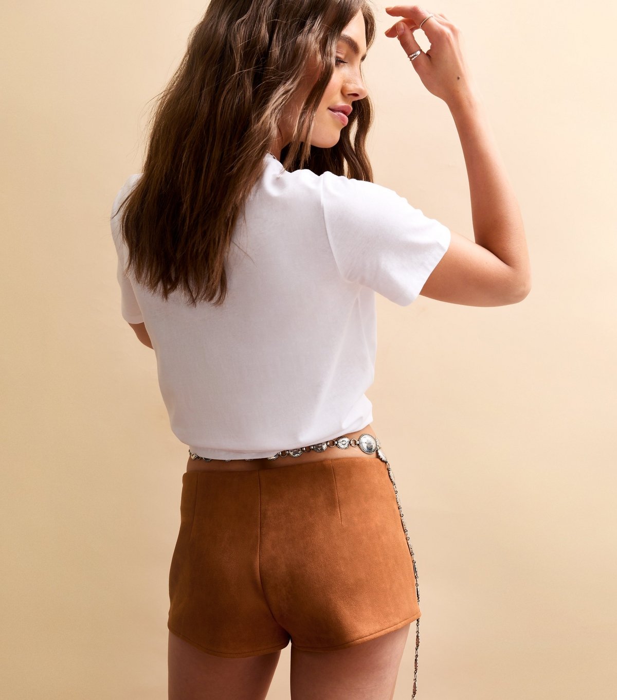 New Look Women's Brown Faux Suede Lace Up Hot Pant Shorts New Look - 4