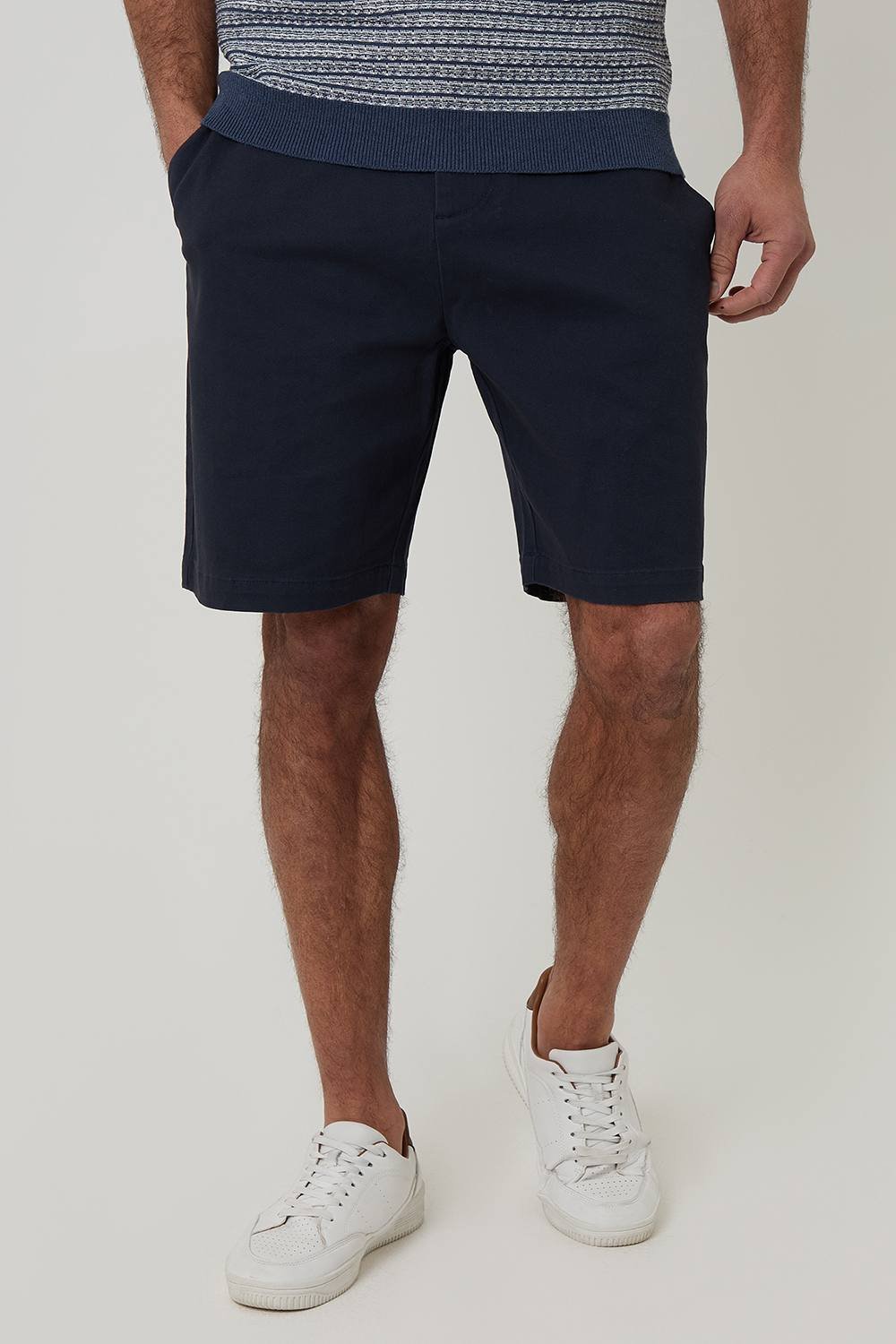 Threadbare Threadbare Men's Cotton 3 Pocket Stretch Chino Shorts in Navy - 4
