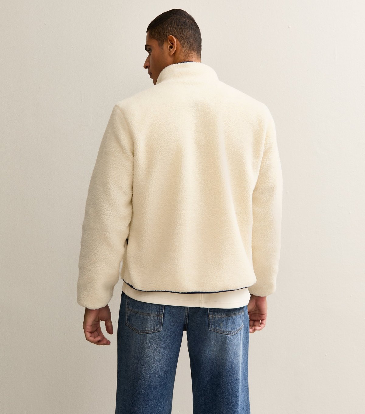 jack & jones Men's Cream Oversized Teddy Jacket Jack & Jones New Look - 4