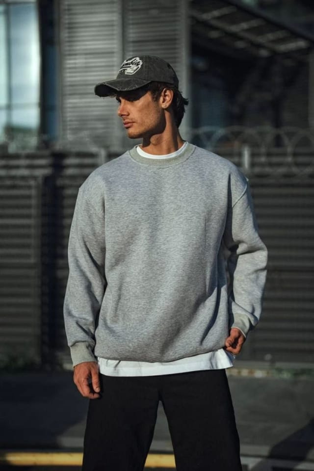 Janes Janes Men's Regular Fit Crew Neck Sweatshirt in Grey - 3
