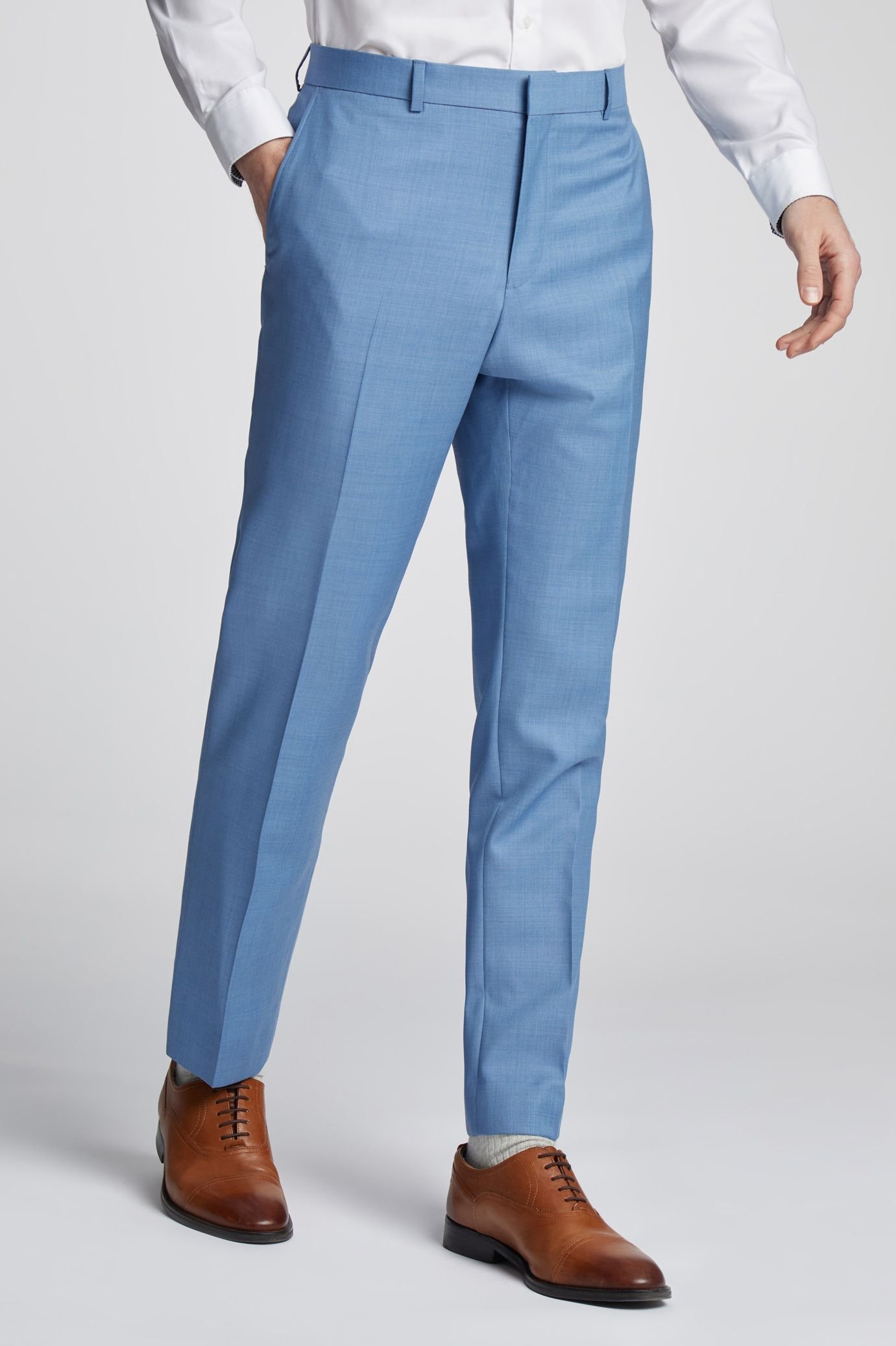 Ted Baker Ted Baker Men's Draco Blue Sharkskin Slim Trousers - 3