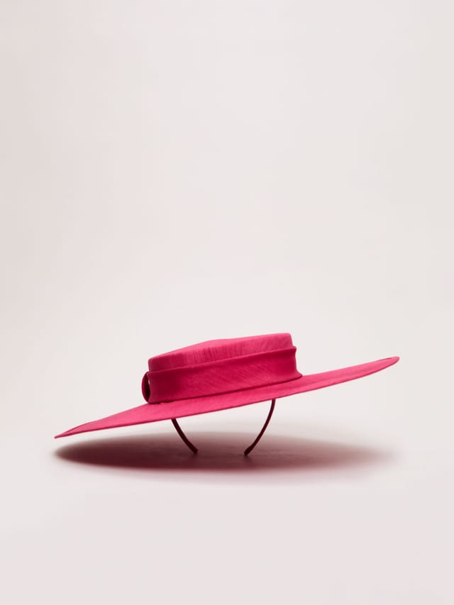 Phase Eight Phase Eight Women's Shantung Wide-Brim Boater Hat in Fuchsia - 2
