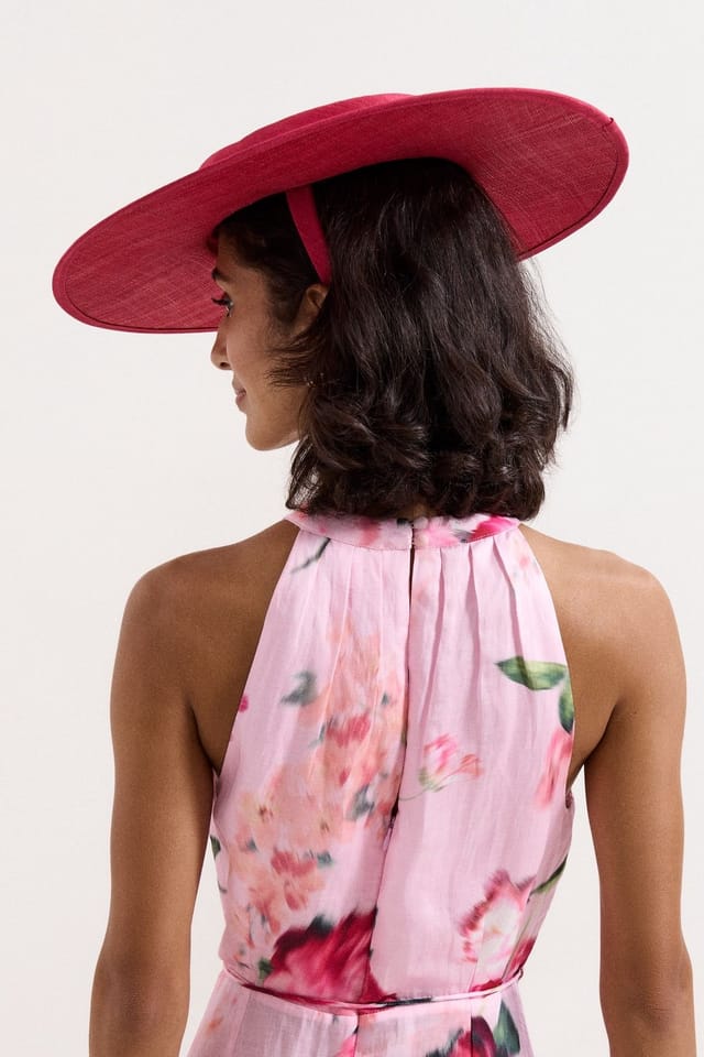 Phase Eight Phase Eight Women's Shantung Wide-Brim Boater Hat in Fuchsia - 3