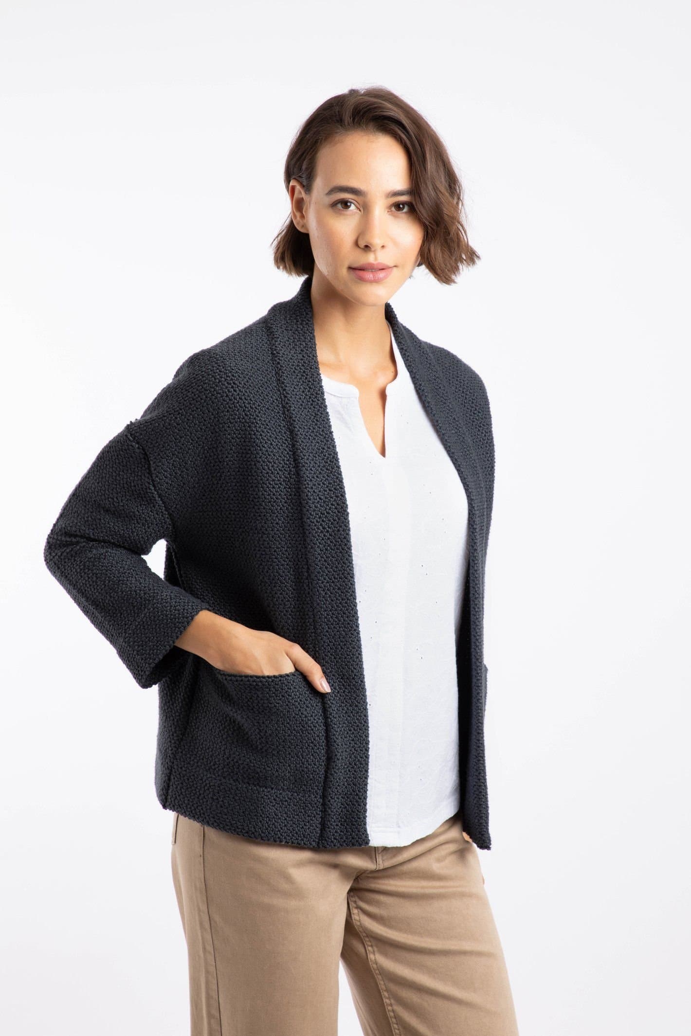 Weird Fish Weird Fish Women's Santosh Macaroni Kimono Cardigan in Navy