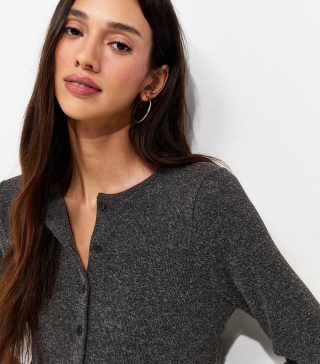 New Look Women's Dark Grey Soft Touch Knitted Cardigan New Look - 2