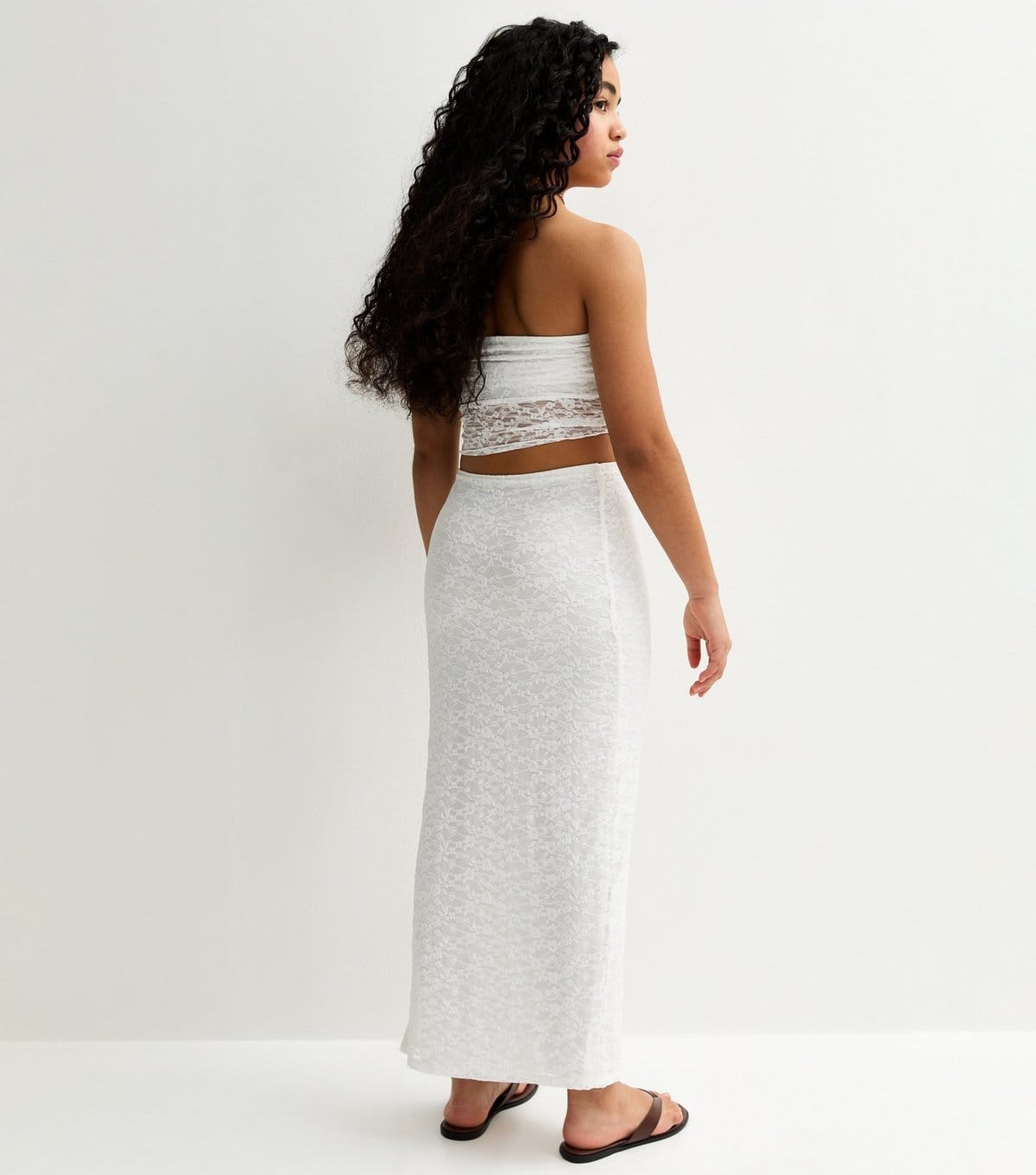 New Look Girls' White Maxi Lace Fitted Skirt New Look - 4