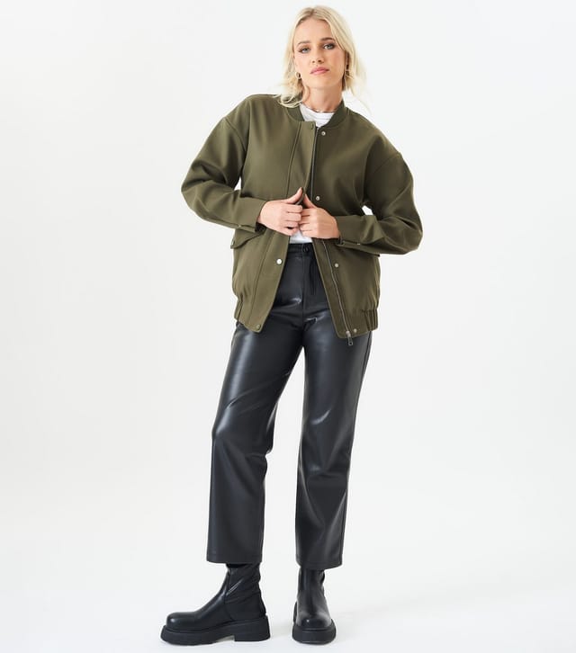 Gini London Women's Green Oversized Bomber Jacket Gini London New Look - 3