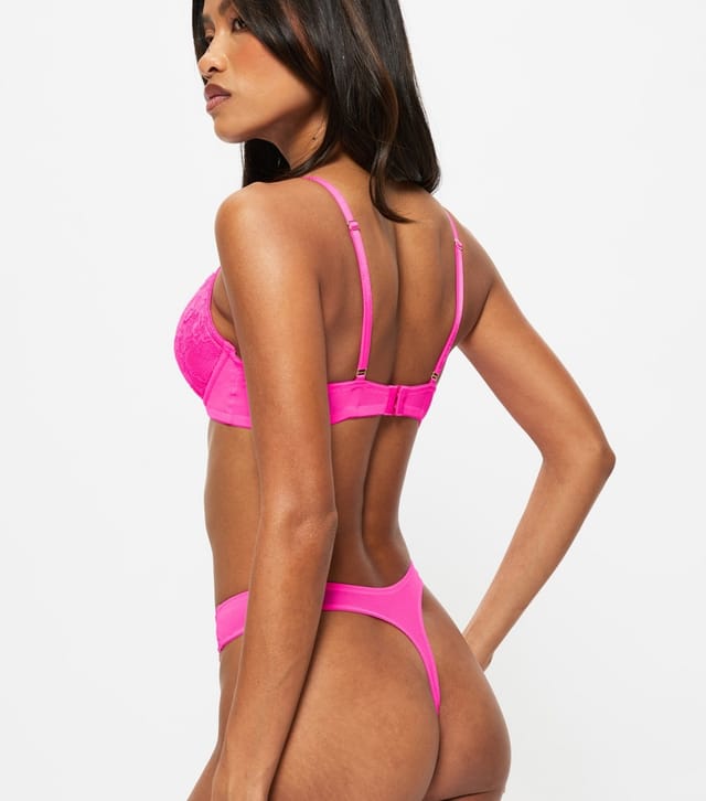Ann Summers Women's Bright Pink Sexy Lace Thong Ann Summers New Look - 3