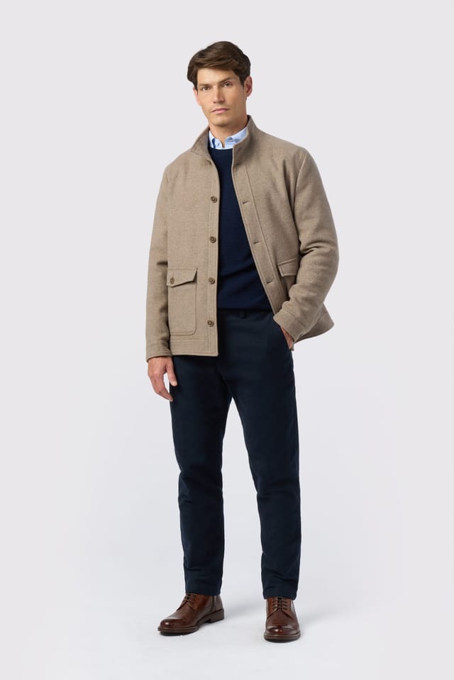 Melka Melka Men's Funnel Neck Jacket in Beige - 2
