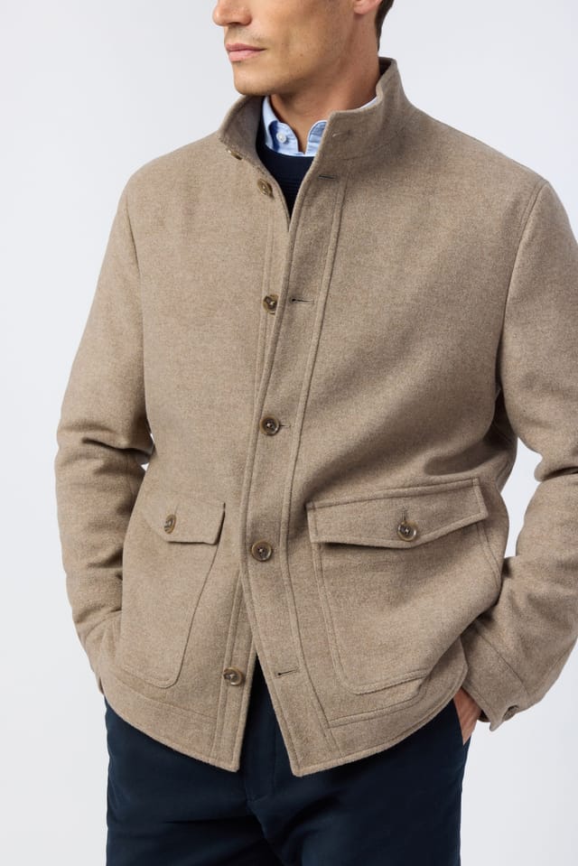 Melka Melka Men's Funnel Neck Jacket in Beige - 3