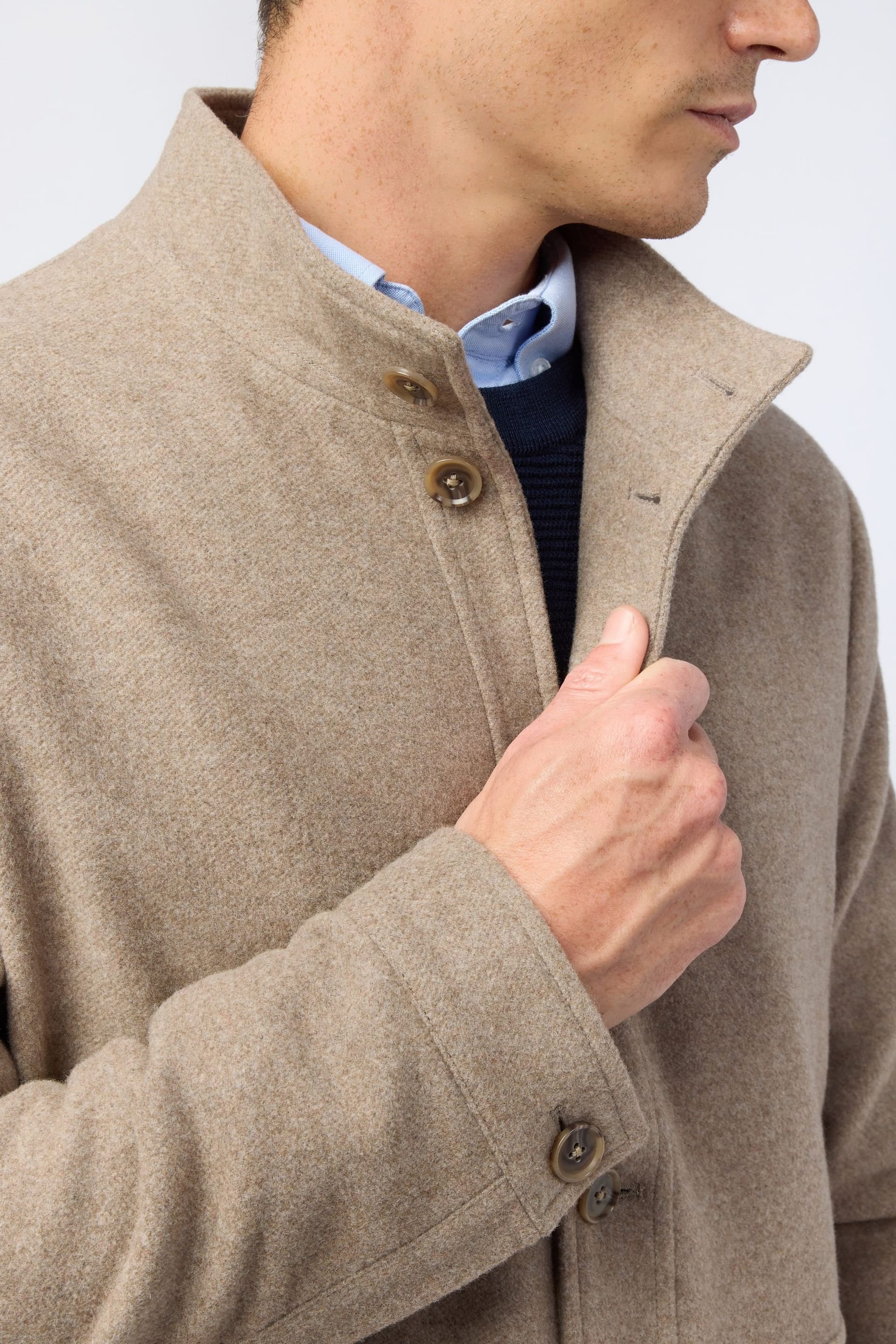 Melka Melka Men's Funnel Neck Jacket in Beige - 4