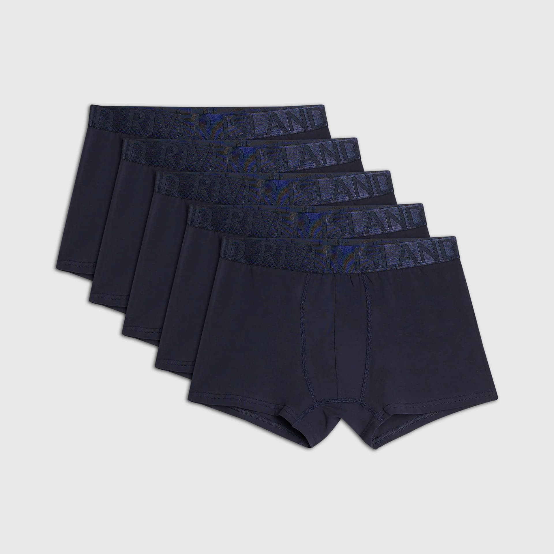 River Island Mens River Island Navy Satin Pack Of 5 Trunks