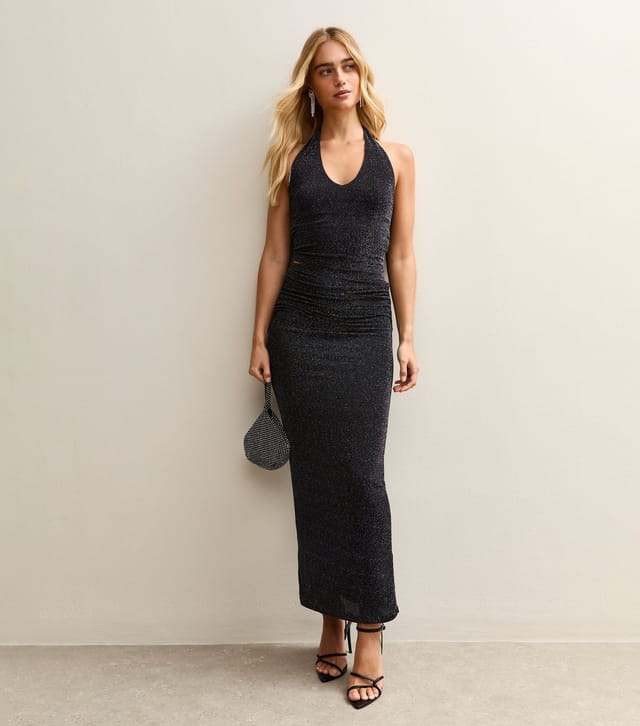 New Look Women's Gunmetal Glittery Halter Neck Top New Look - 3