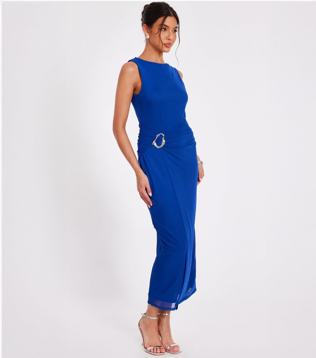 Quiz Women's Dark Blue Mesh Buckle Midaxi Dress Quiz New Look - 2