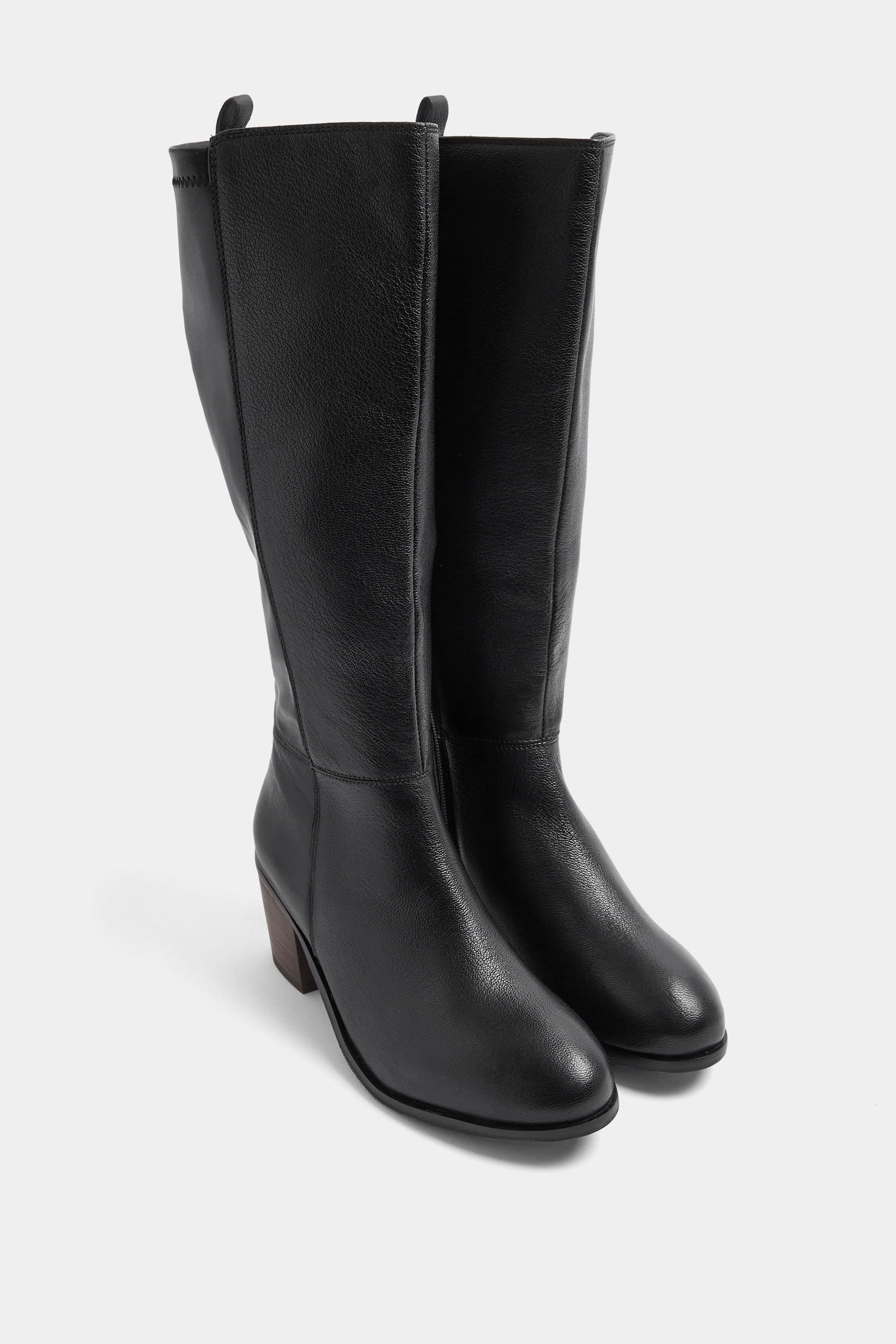 Yours Yours Women's Knee High Boots In Wide E Fit in Black