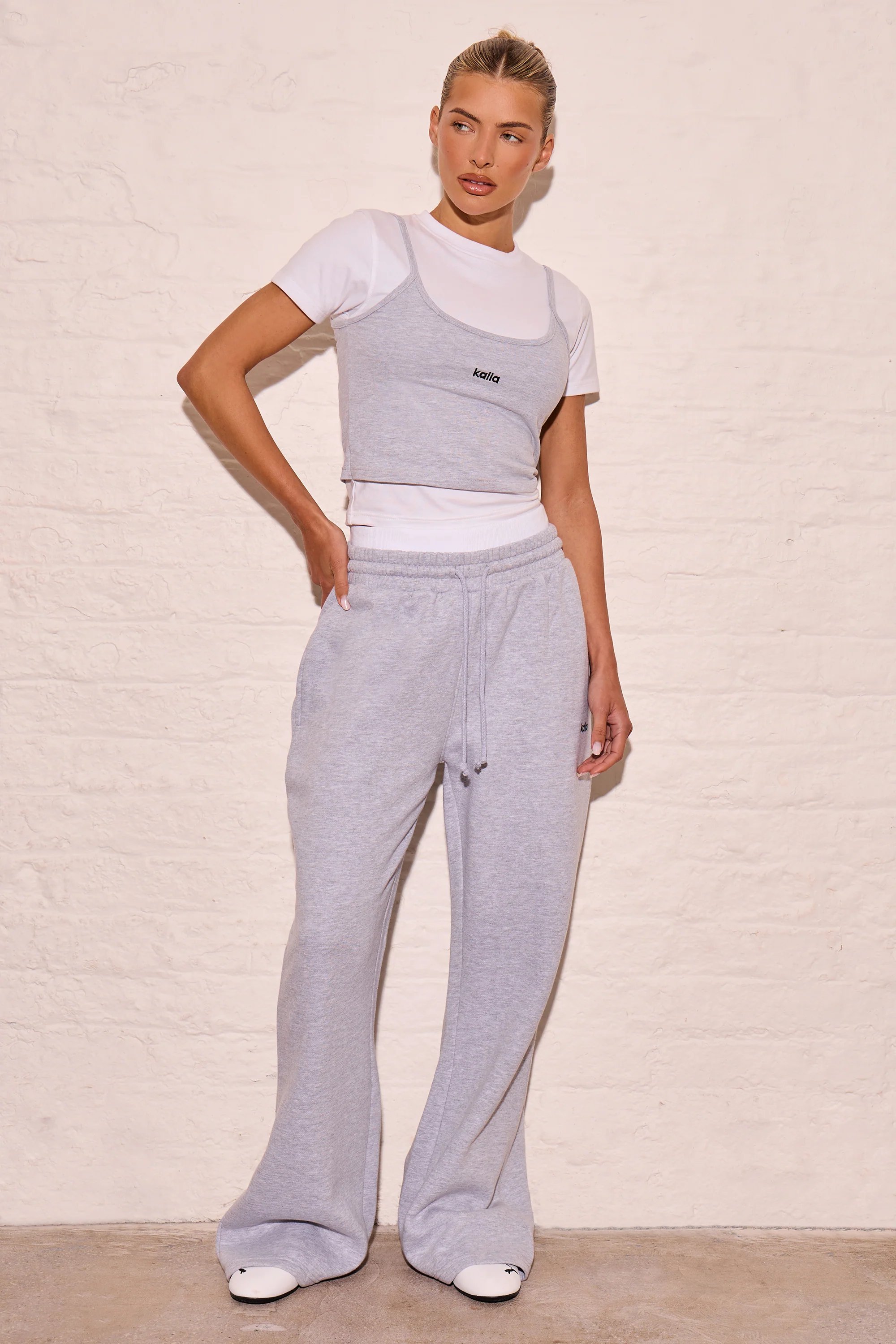 Kaiia Kaiia Double Layered Baby Tee Mid Grey Marl - 3