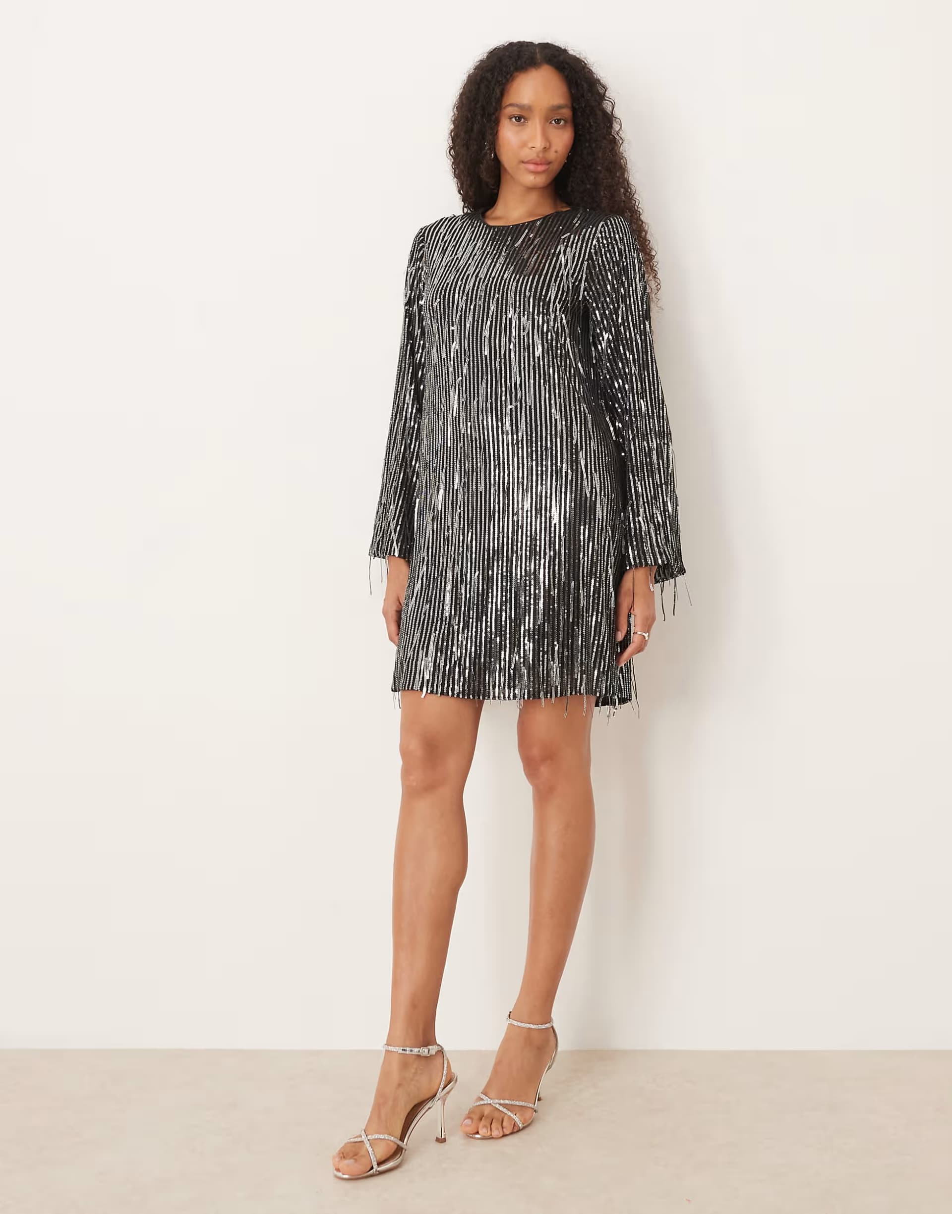 ASOS YAS fringed sequin mini dress in black
