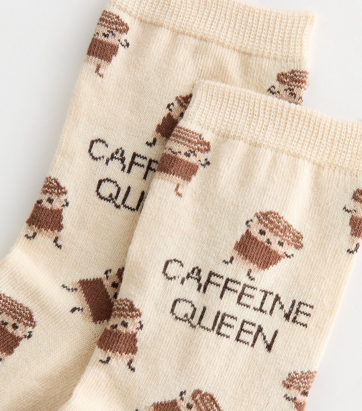 New Look Mink Coffee Queen Patterned Ankle Socks New Look - 2