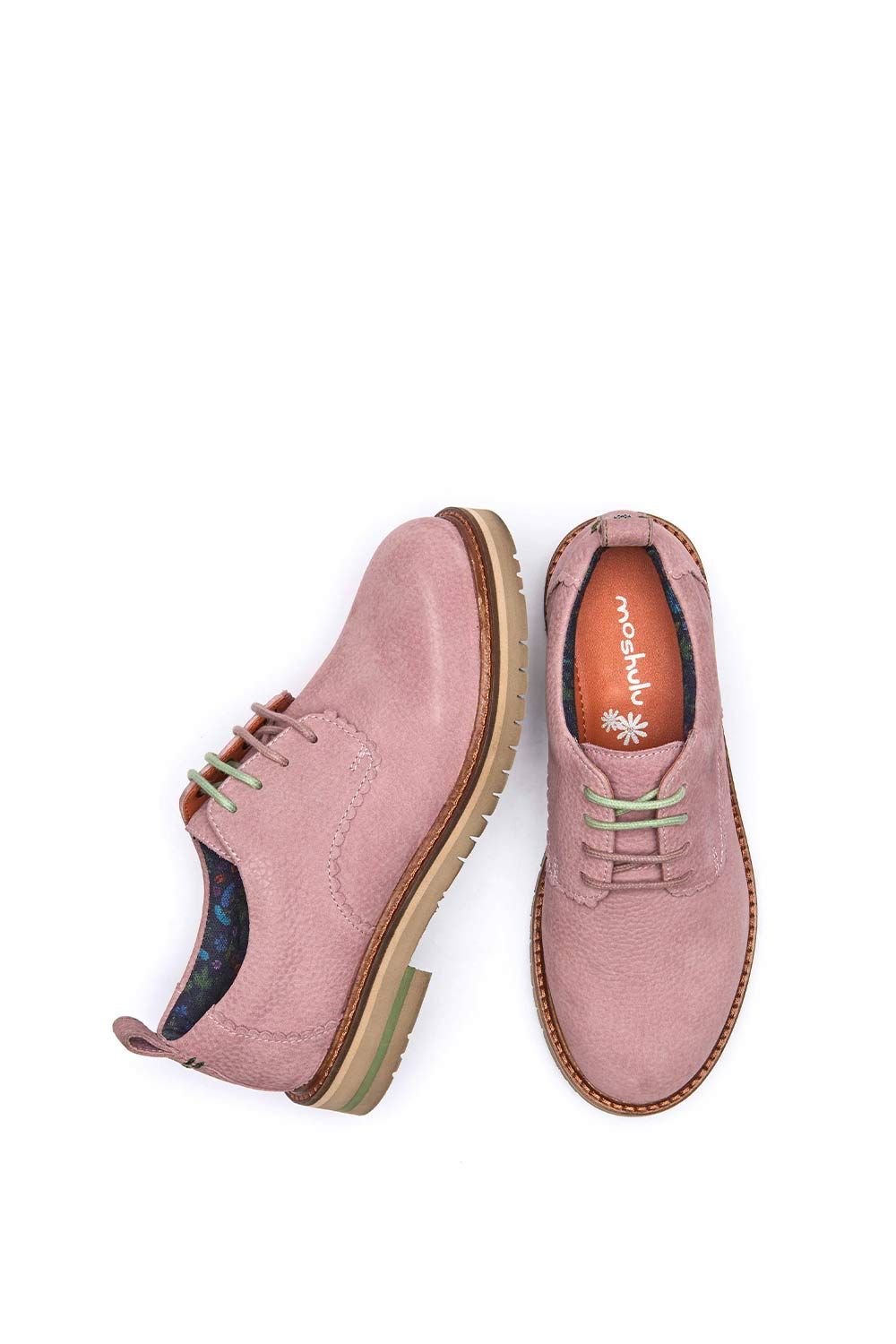 Moshulu Moshulu Women's 'Rafflesia' Scalloped-edge leather Derbys in Dusty Pink - 2