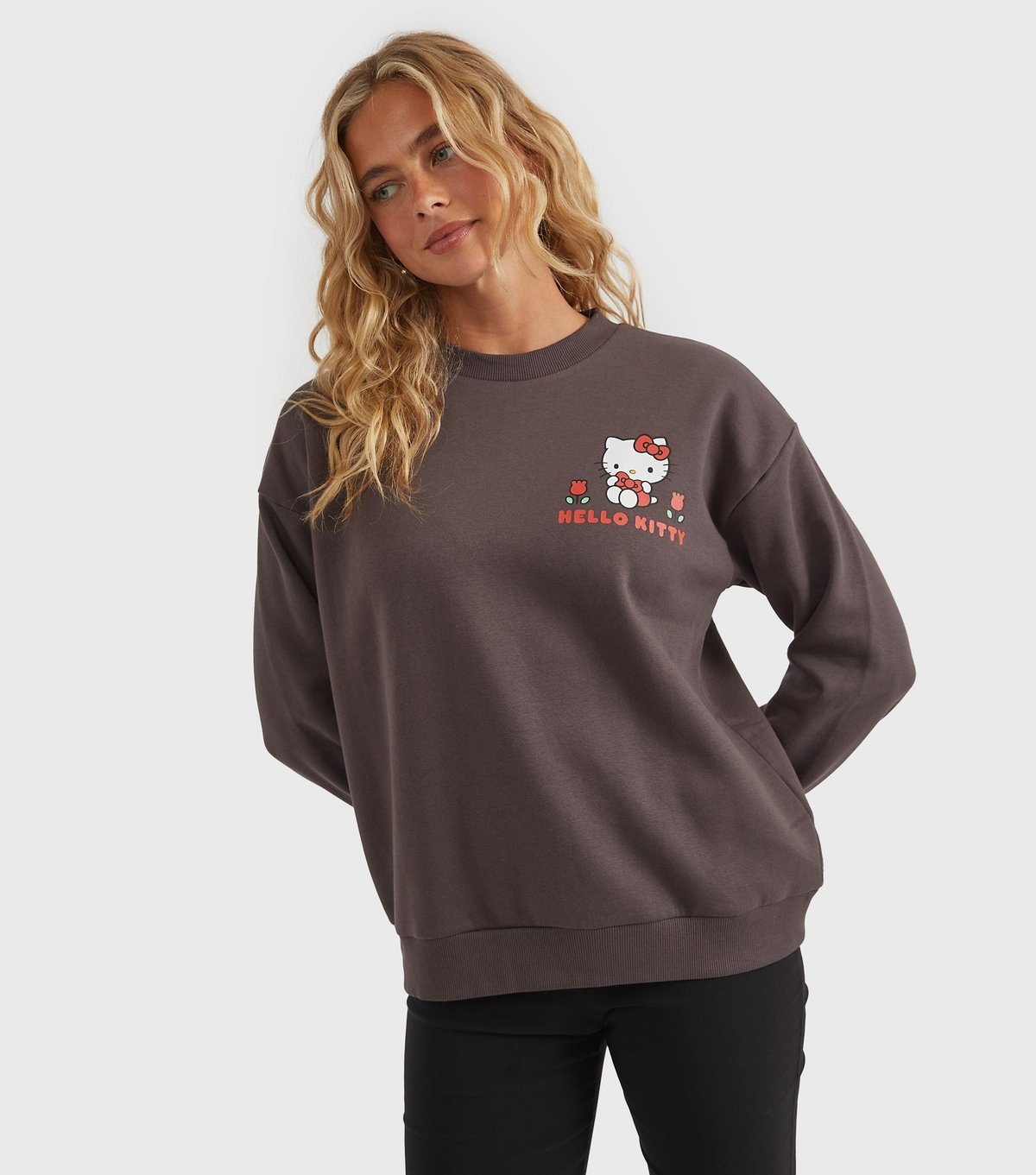 Custard Women's Clothing Dark Grey Hello Kitty Sweatshirt Custard New Look - 2