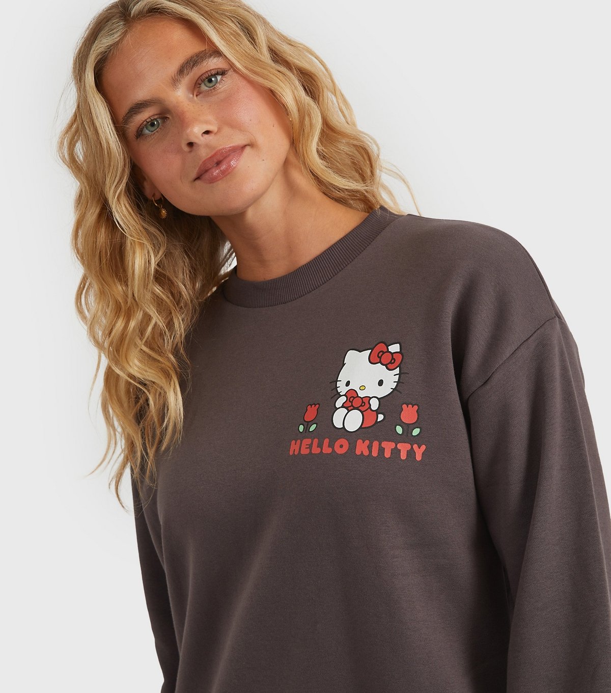 Custard Women's Clothing Dark Grey Hello Kitty Sweatshirt Custard New Look - 4